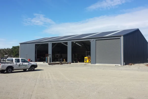 Machinery and implement shed, built by Durasteel Structures, Christchurch