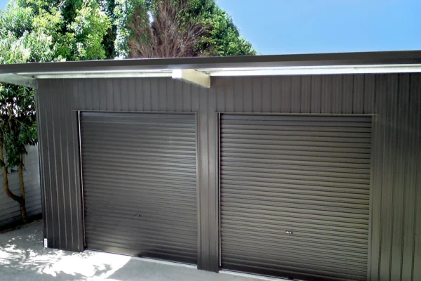 Large two-door double garage, built by The Shed Company, North Auckland