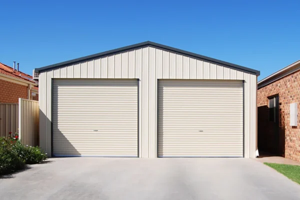 Two bay garage, built by The Shed Company, North Auckland