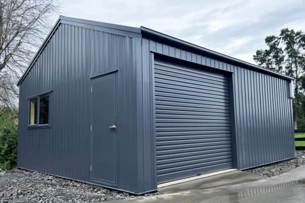 Garage with mezzanine, built by The Shed Company, North Auckland